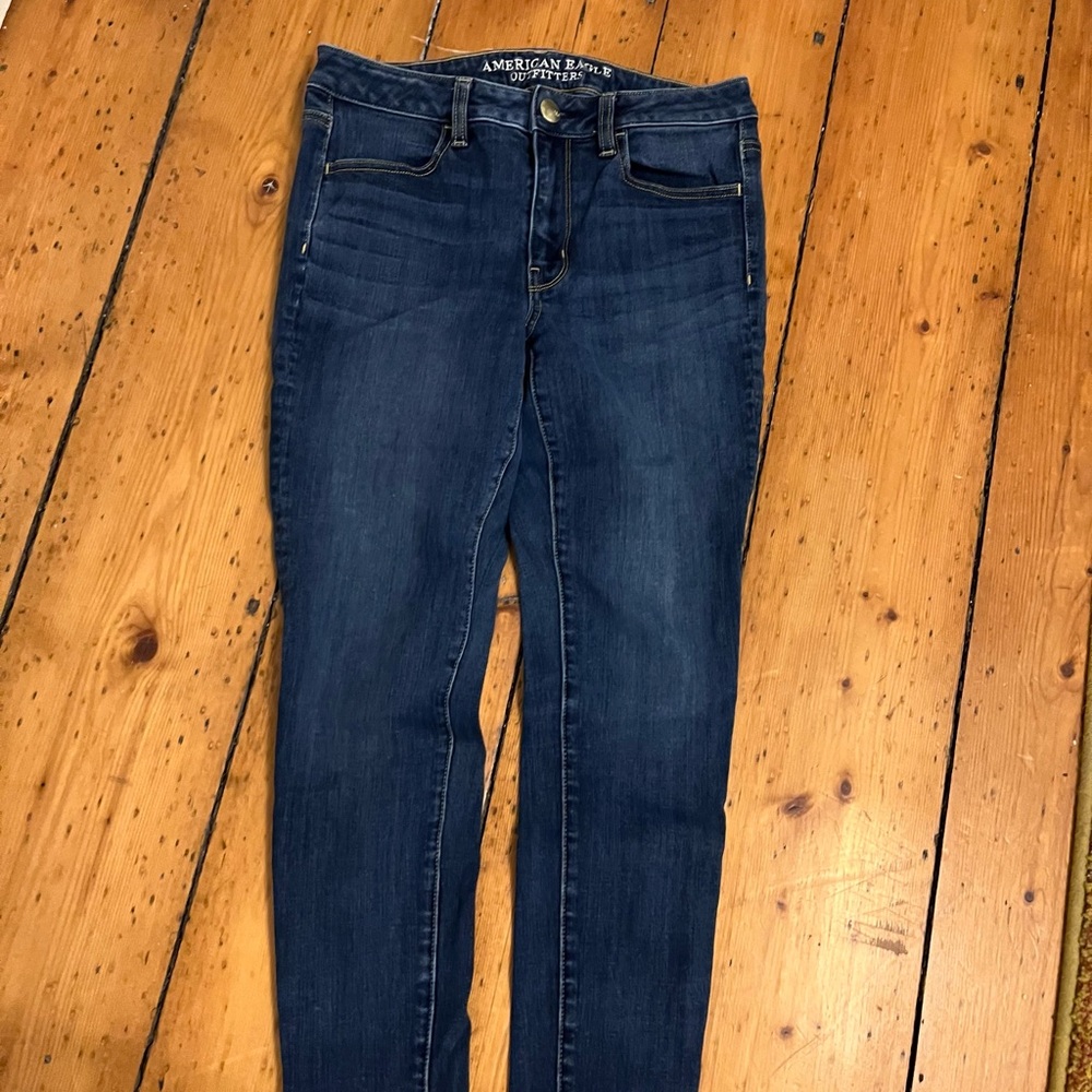 American Eagle Outfitters Women's Dark Blue Skinny Jeans